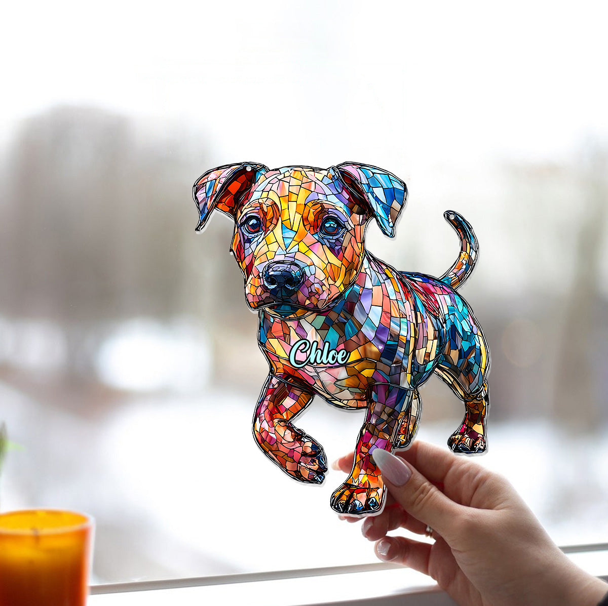 Love Pitbulls - Personalized Pitbull Window Hanging Suncatcher Ornament