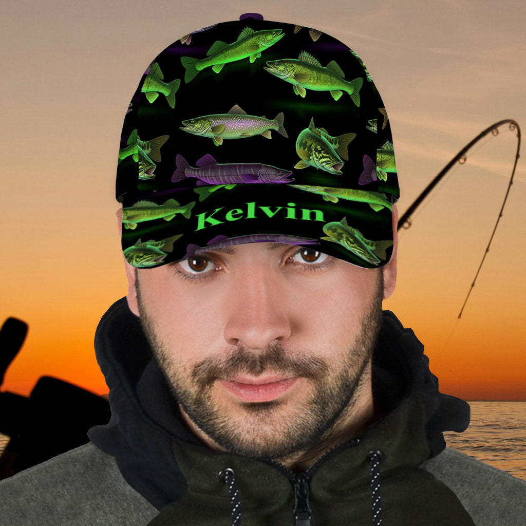 Neon Fishing Pattern - Personalized Fishing Classic Cap