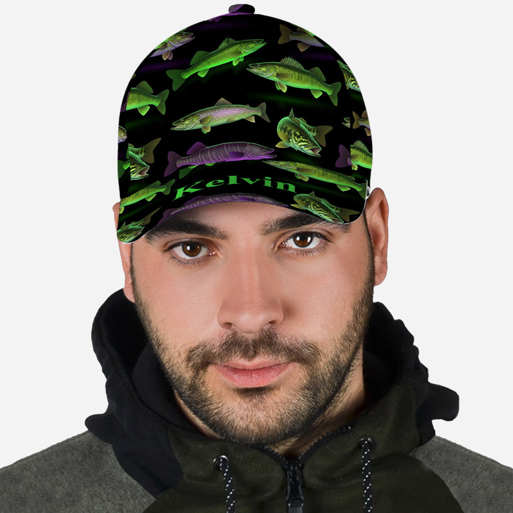 Neon Fishing Pattern - Personalized Fishing Classic Cap