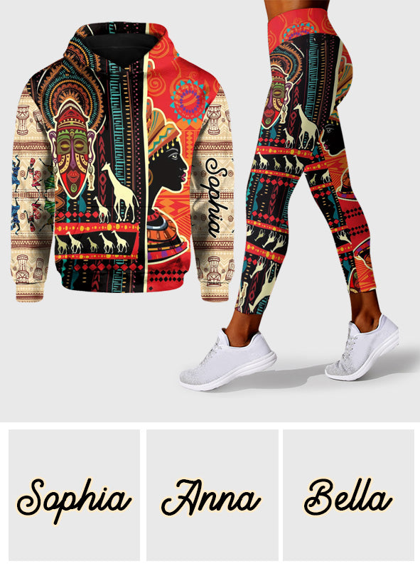 Couleurs d'Afrique - Sweat à capuche et legging personnalisés afro-américains