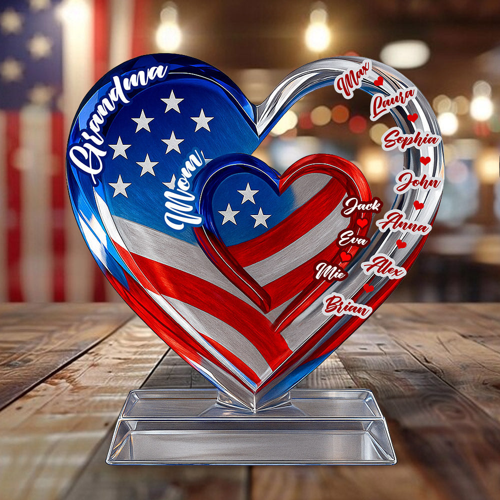 Proud Grandma Mom - Personalized Grandma Custom Shaped Acrylic Plaque