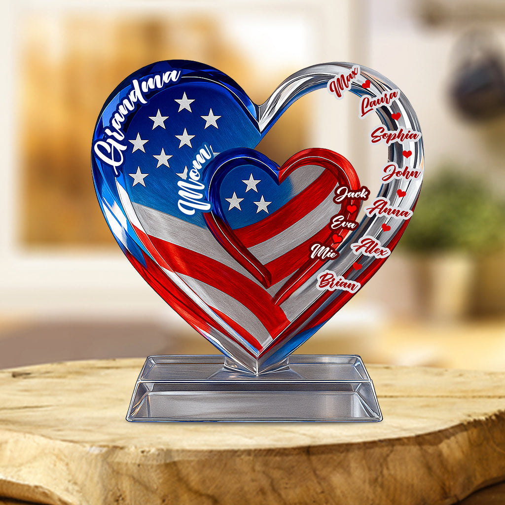 Proud Grandma Mom - Personalized Grandma Custom Shaped Acrylic Plaque