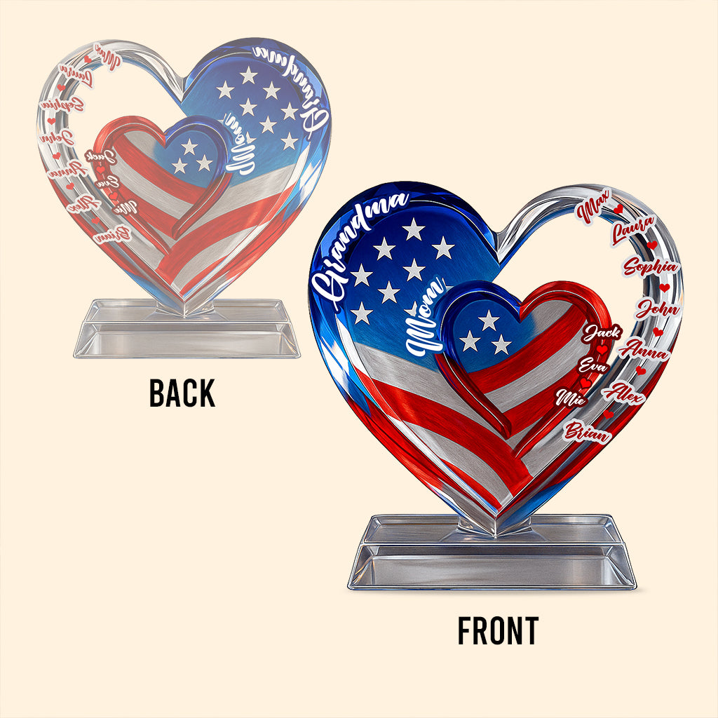 Proud Grandma Mom - Personalized Grandma Custom Shaped Acrylic Plaque