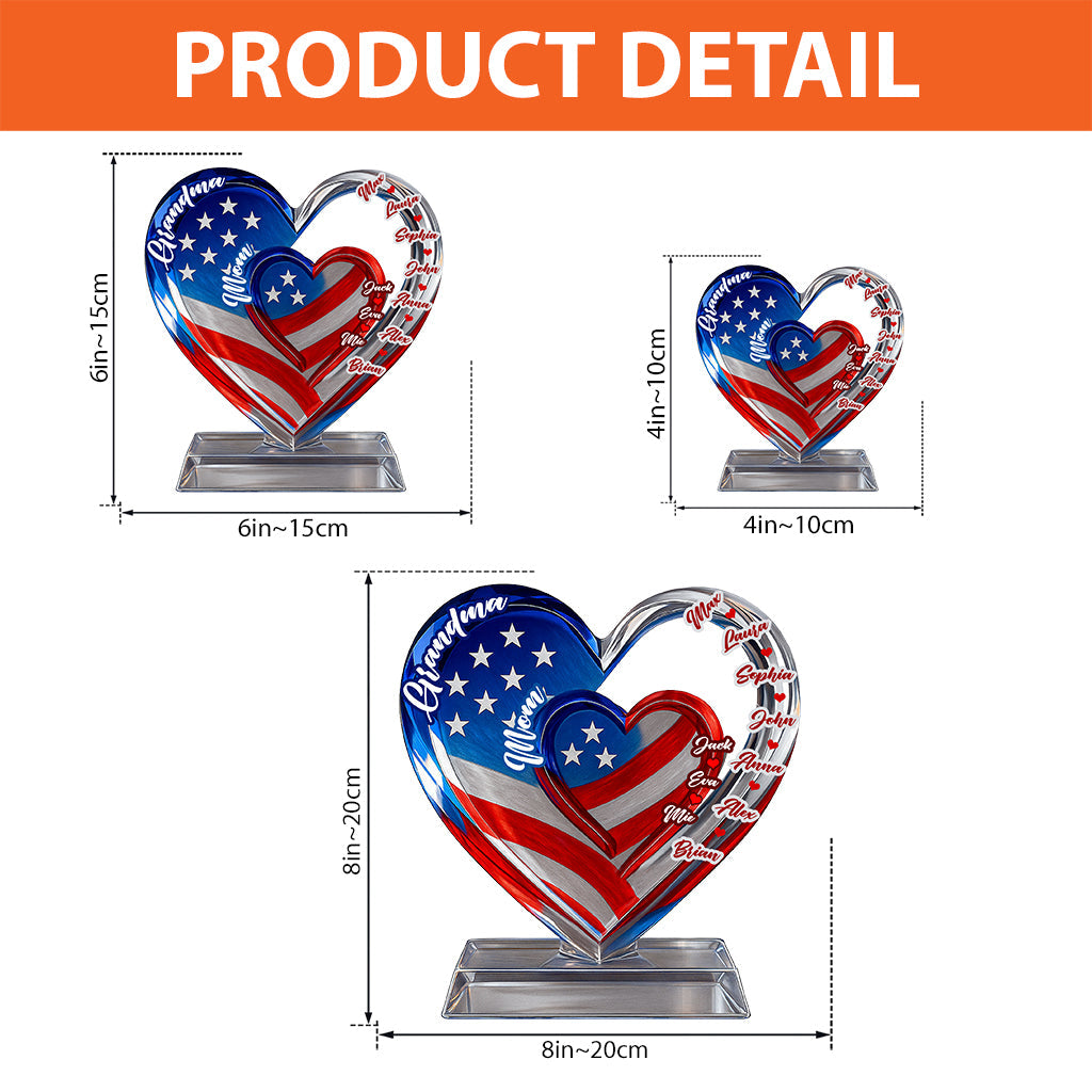 Proud Grandma Mom - Personalized Grandma Custom Shaped Acrylic Plaque