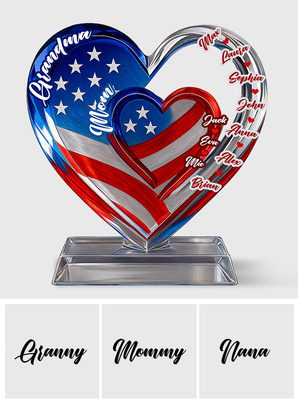 Proud Grandma Mom - Personalized Grandma Custom Shaped Acrylic Plaque