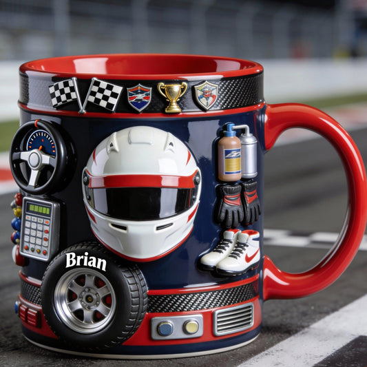 Né pour la course - Mug et sous-verre personnalisés sur le thème de la course automobile