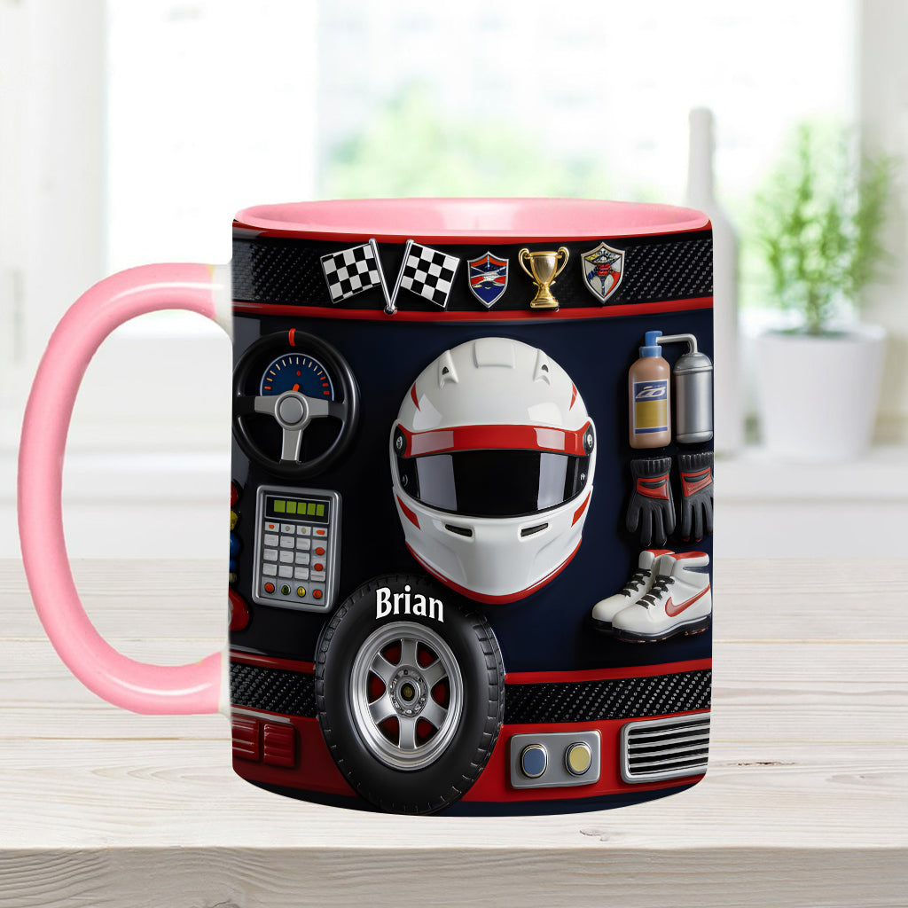 Né pour la course - Mug et sous-verre personnalisés sur le thème de la course automobile