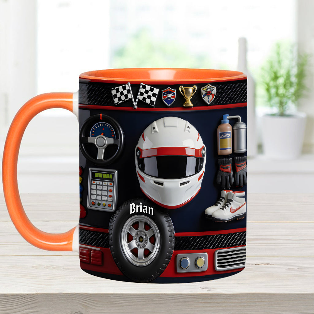 Né pour la course - Mug et sous-verre personnalisés sur le thème de la course automobile