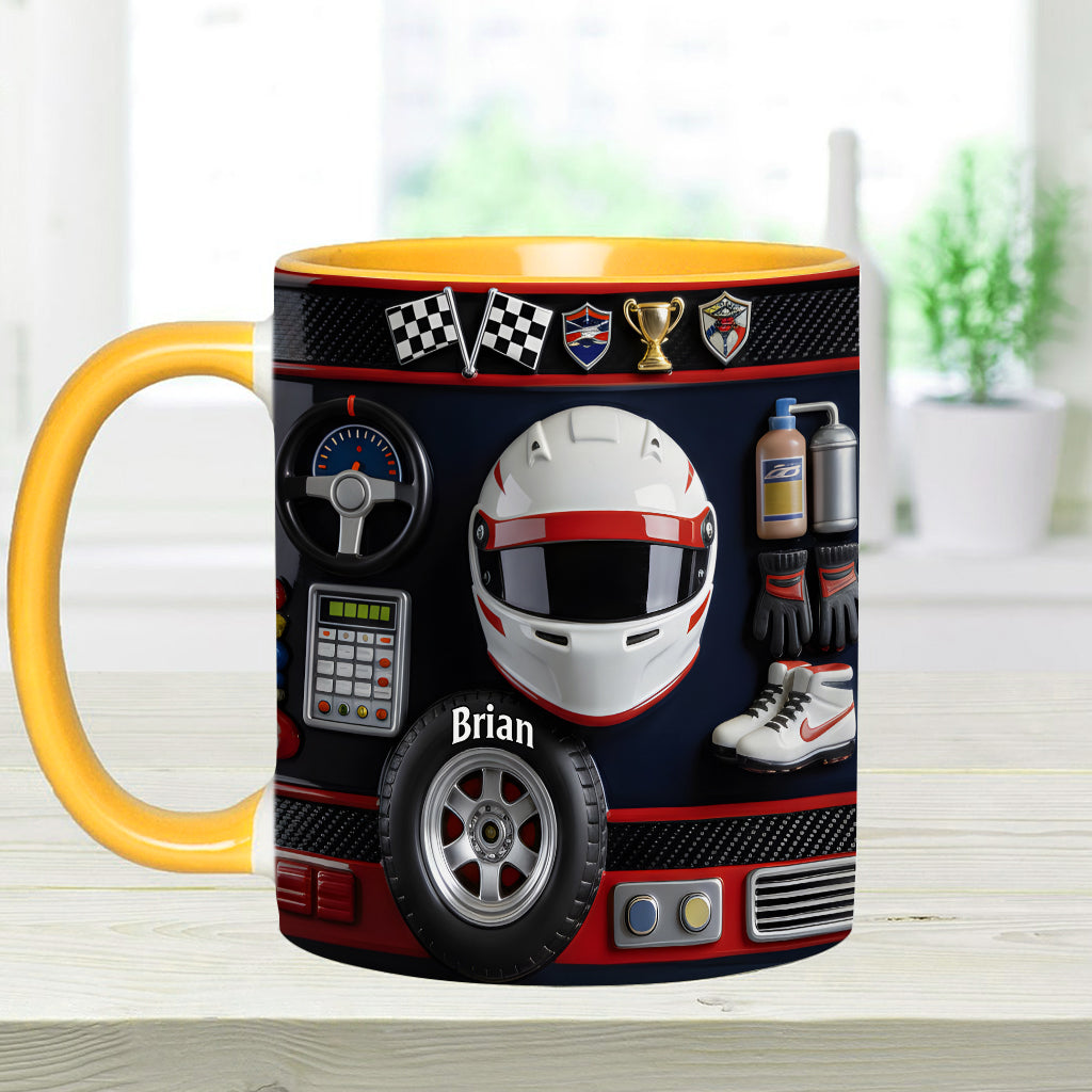 Né pour la course - Mug et sous-verre personnalisés sur le thème de la course automobile