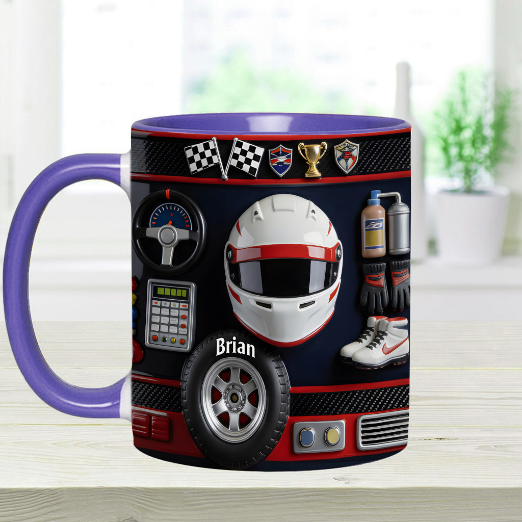 Né pour la course - Mug et sous-verre personnalisés sur le thème de la course automobile