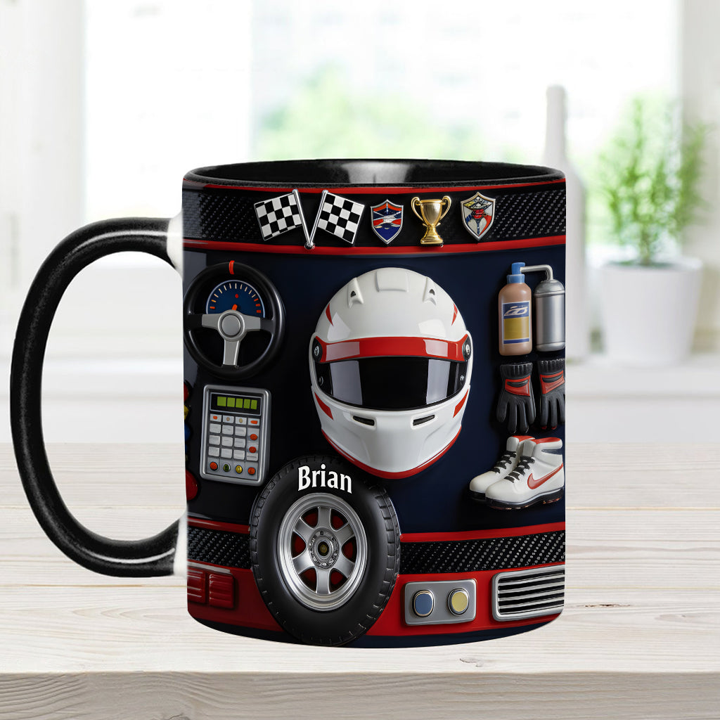 Né pour la course - Mug et sous-verre personnalisés sur le thème de la course automobile