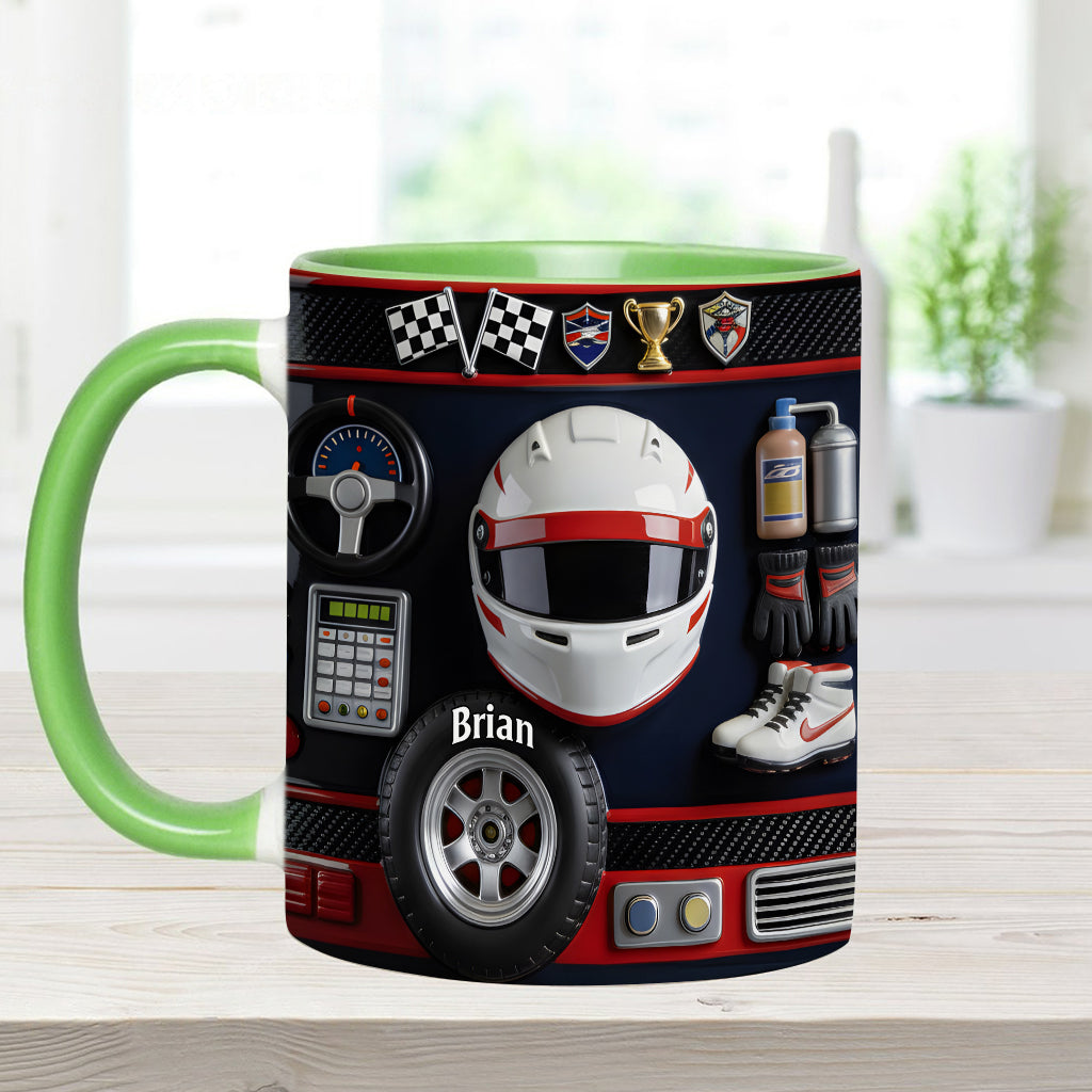 Né pour la course - Mug et sous-verre personnalisés sur le thème de la course automobile