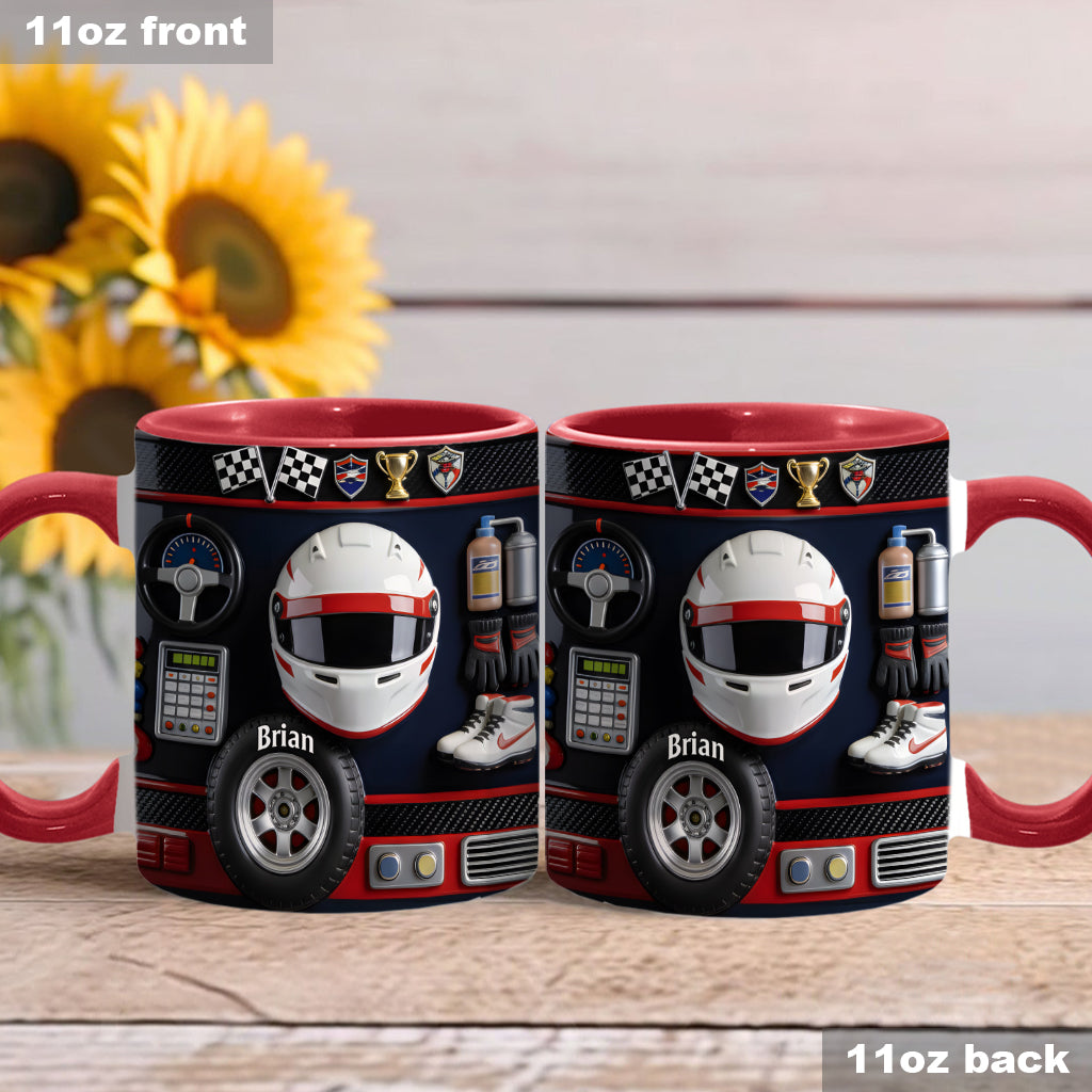 Né pour la course - Mug et sous-verre personnalisés sur le thème de la course automobile