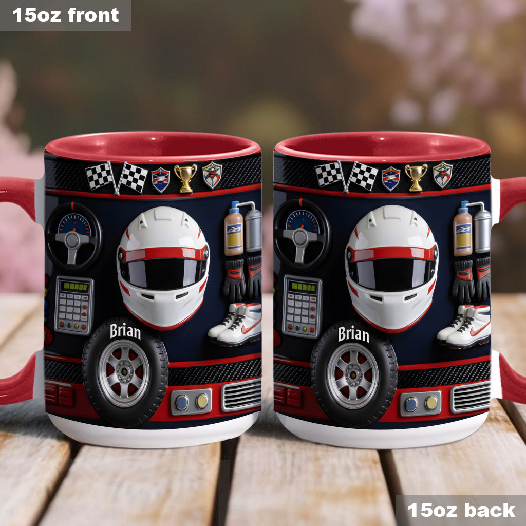 Né pour la course - Mug et sous-verre personnalisés sur le thème de la course automobile