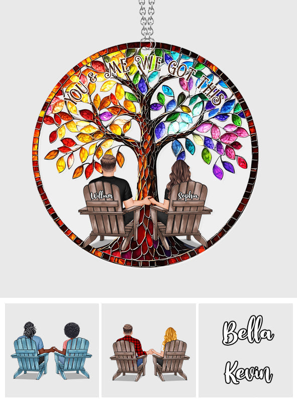 Toi et moi, on y arrive - Attrape-soleil personnalisé pour couple, à suspendre à la fenêtre 