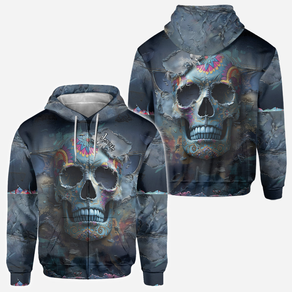 T-shirt personnalisé à motif tête de mort mexicaine