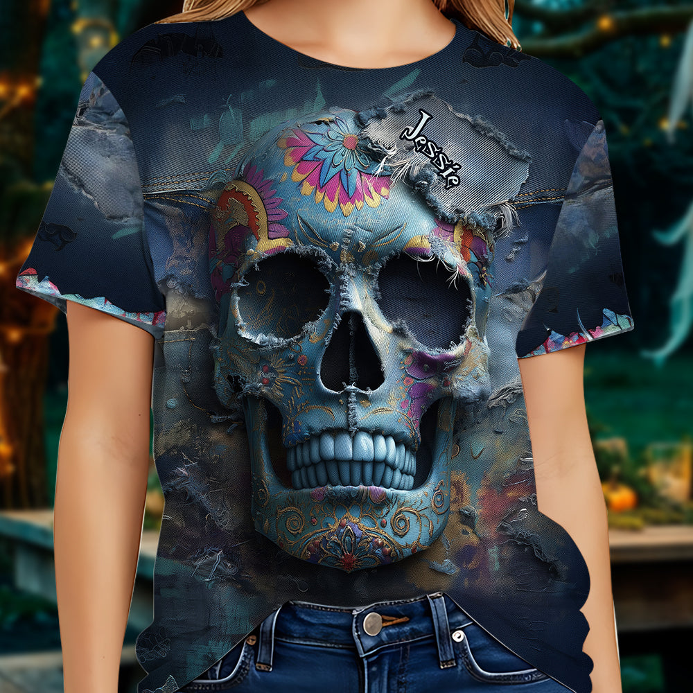 T-shirt personnalisé à motif tête de mort mexicaine