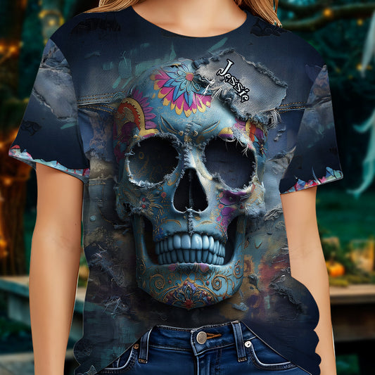 T-shirt personnalisé à motif tête de mort mexicaine