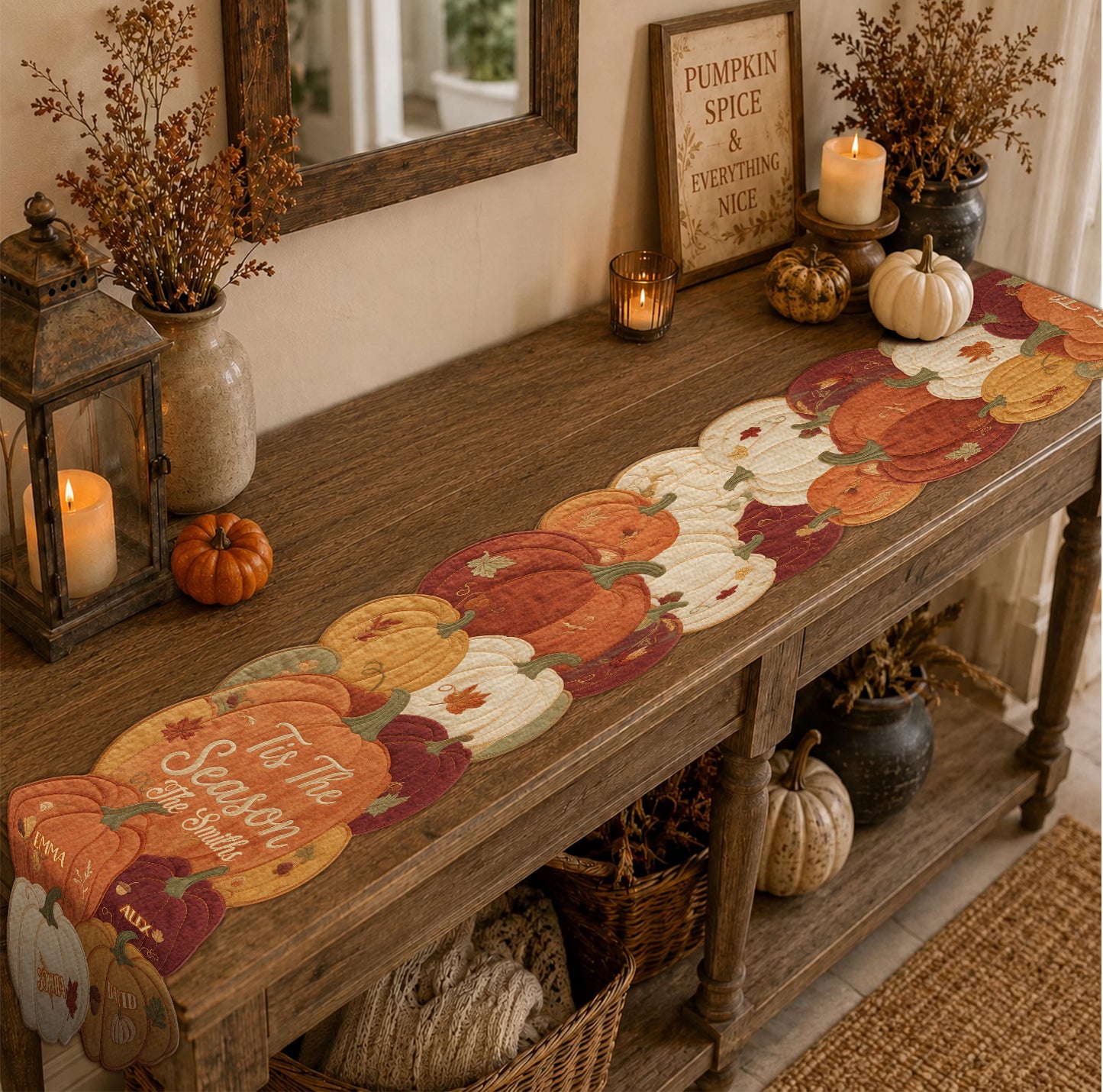 Tis The Season - Personalized Family Table Runner Custom Shape