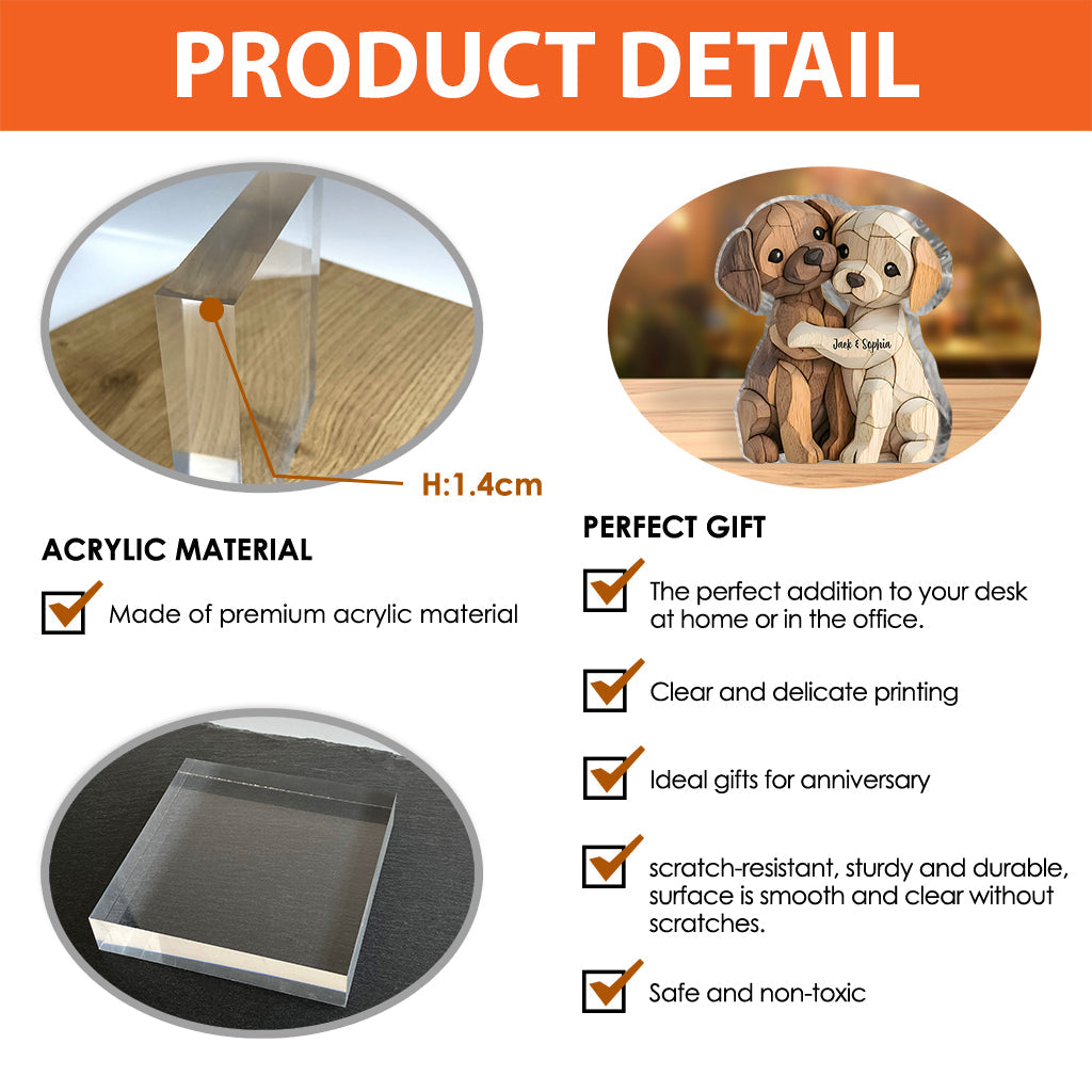 Chiots câlins - Plaque acrylique personnalisée en forme de chien