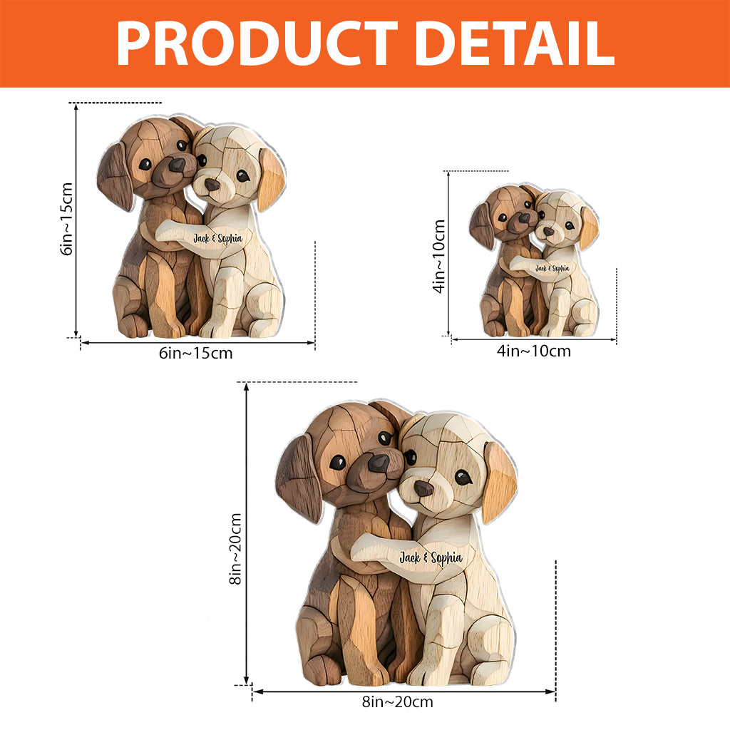 Chiots câlins - Plaque acrylique personnalisée en forme de chien