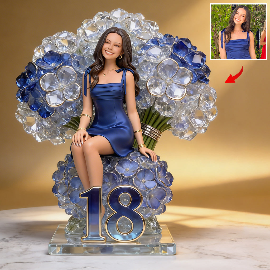 Girl And Flowers - Gifts For Daughter, Wife, Girlfriend, Mom, Grandma - Personalized Birthday Custom Shaped Acrylic Plaque