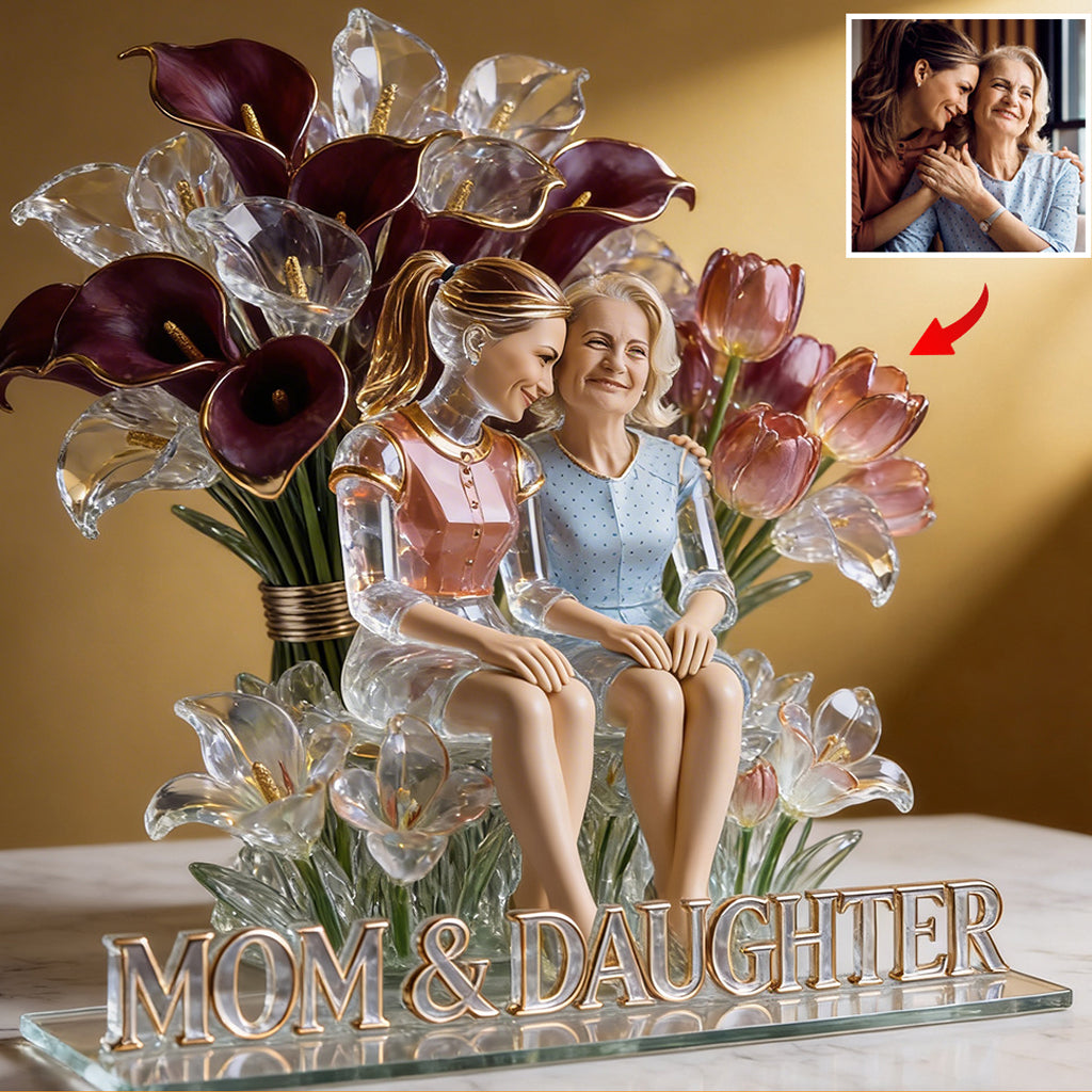 Girl And Flowers - Gifts For Daughter, Wife, Girlfriend, Mom, Grandma - Personalized Birthday Custom Shaped Acrylic Plaque