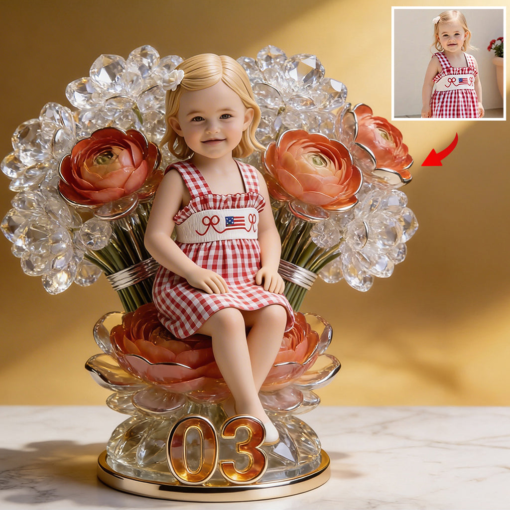 Girl And Flowers - Gifts For Daughter, Wife, Girlfriend, Mom, Grandma - Personalized Birthday Custom Shaped Acrylic Plaque