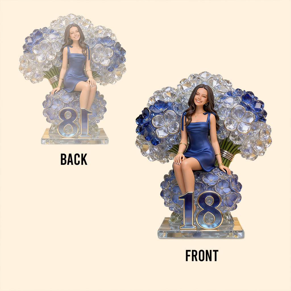 Girl And Flowers - Gifts For Daughter, Wife, Girlfriend, Mom, Grandma - Personalized Birthday Custom Shaped Acrylic Plaque