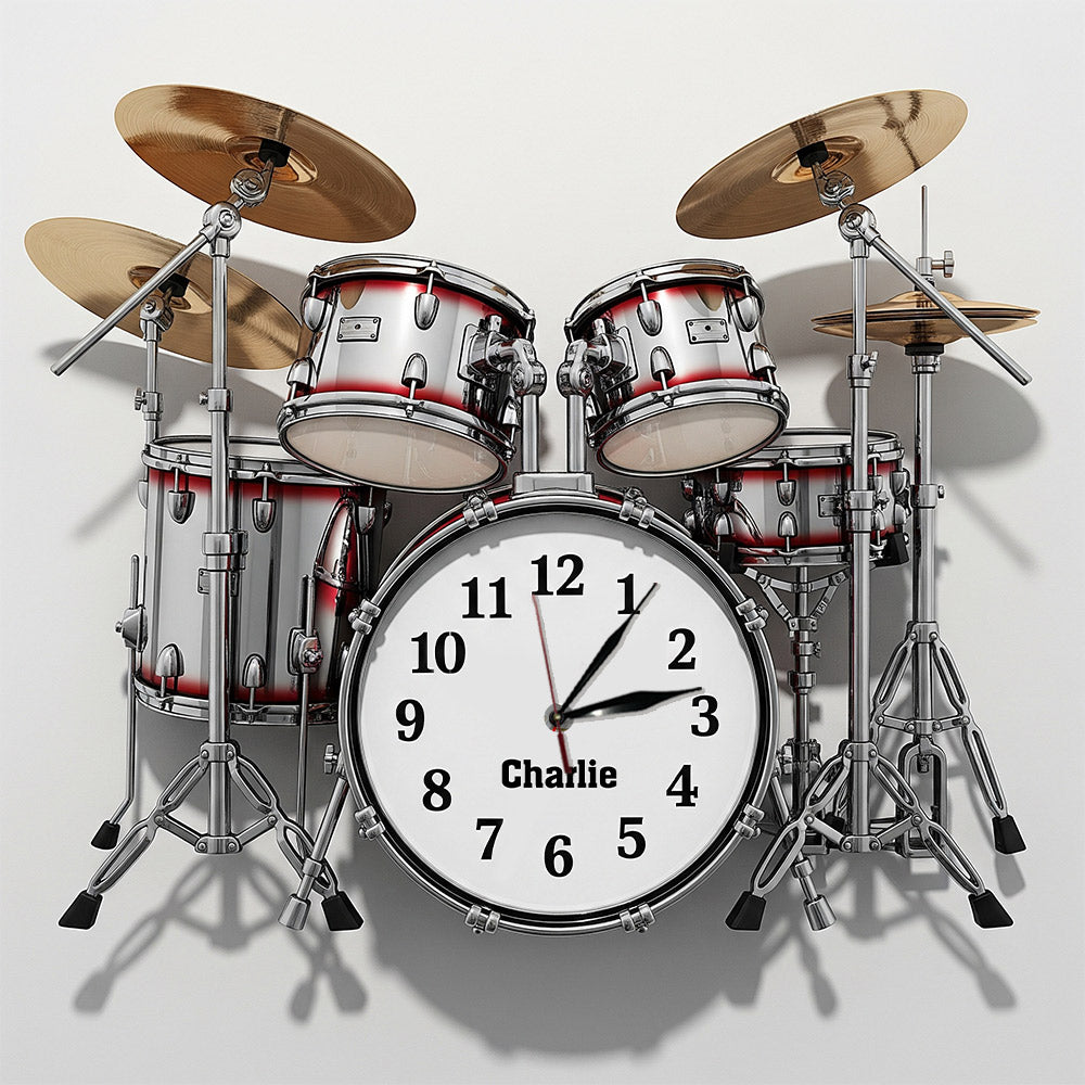 Time To Play Drum - Personalized Drummer LED Light Wall Clock