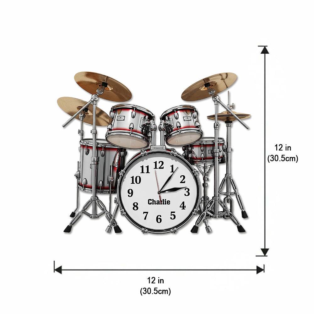 Time To Play Drum - Personalized Drummer LED Light Wall Clock