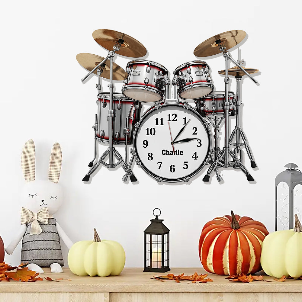 Time To Play Drum - Personalized Drummer LED Light Wall Clock
