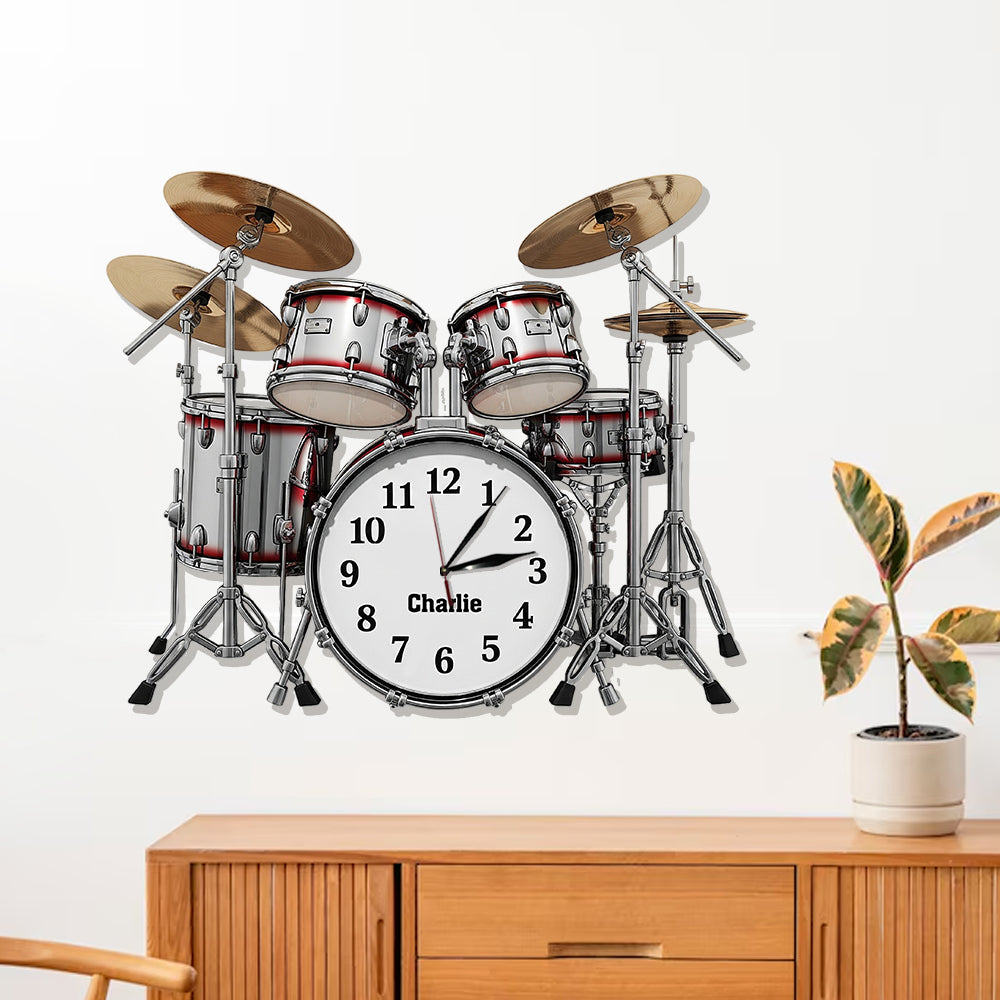 Time To Play Drum - Personalized Drummer LED Light Wall Clock