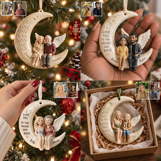 To The Moon And Back - Personalized Memorial Premium 3D Ornament