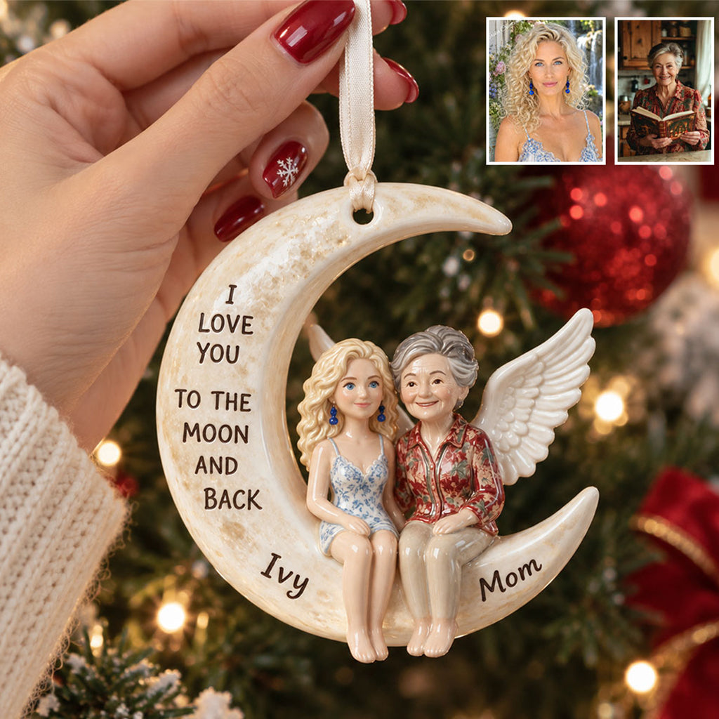 To The Moon And Back - Personalized Memorial Premium 3D Ornament