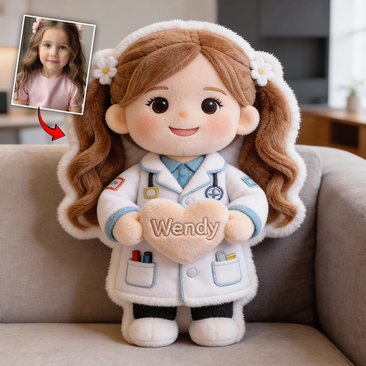 Custom Any Photo Dream job - Personalized Kid Faux Fur Shaped Pillow