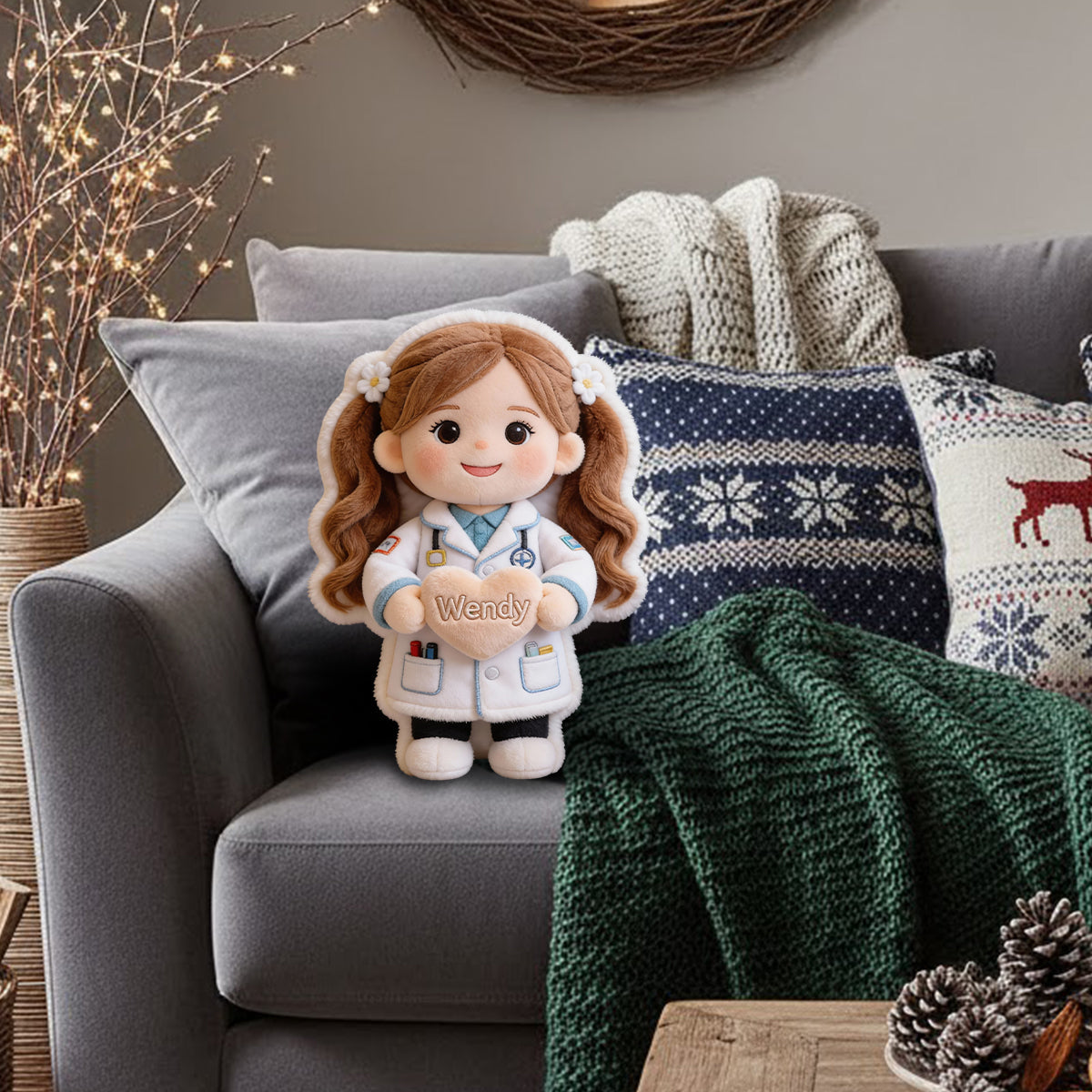 Custom Any Photo Dream job - Personalized Kid Faux Fur Shaped Pillow