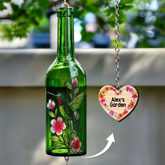 Carillon éolien personnalisé pour le jardinage - Bouteille de vin