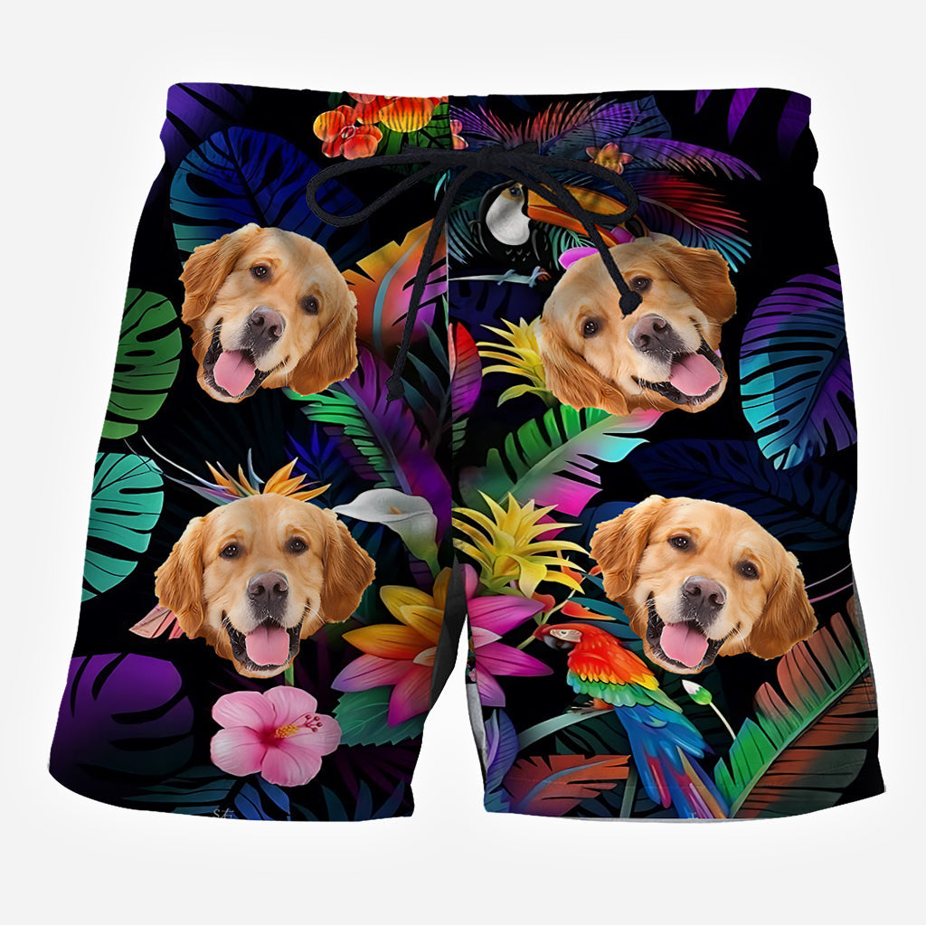 Chemise hawaïenne à fleurs personnalisée pour chien et short pour homme