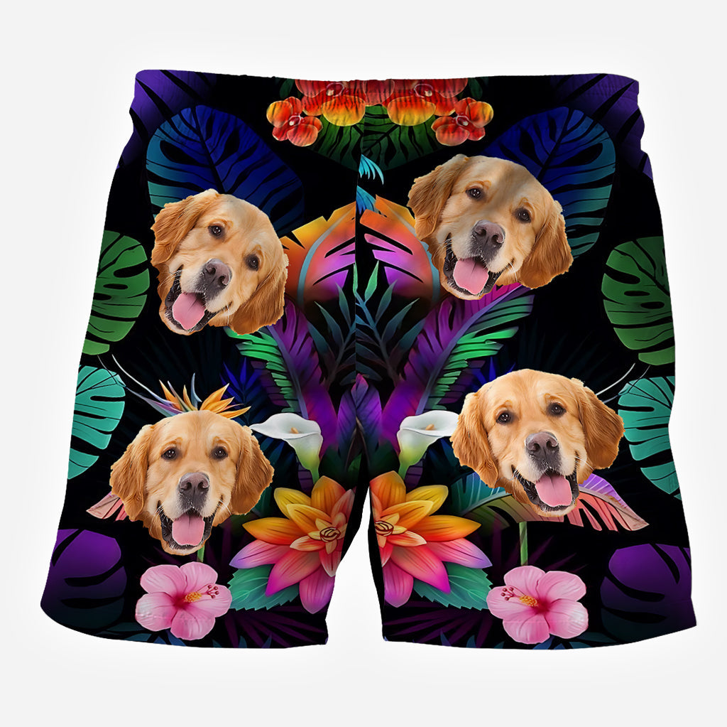 Chemise hawaïenne à fleurs personnalisée pour chien et short pour homme