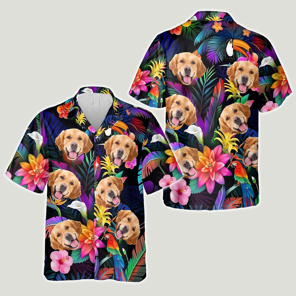 Chemise hawaïenne à fleurs personnalisée pour chien et short pour homme