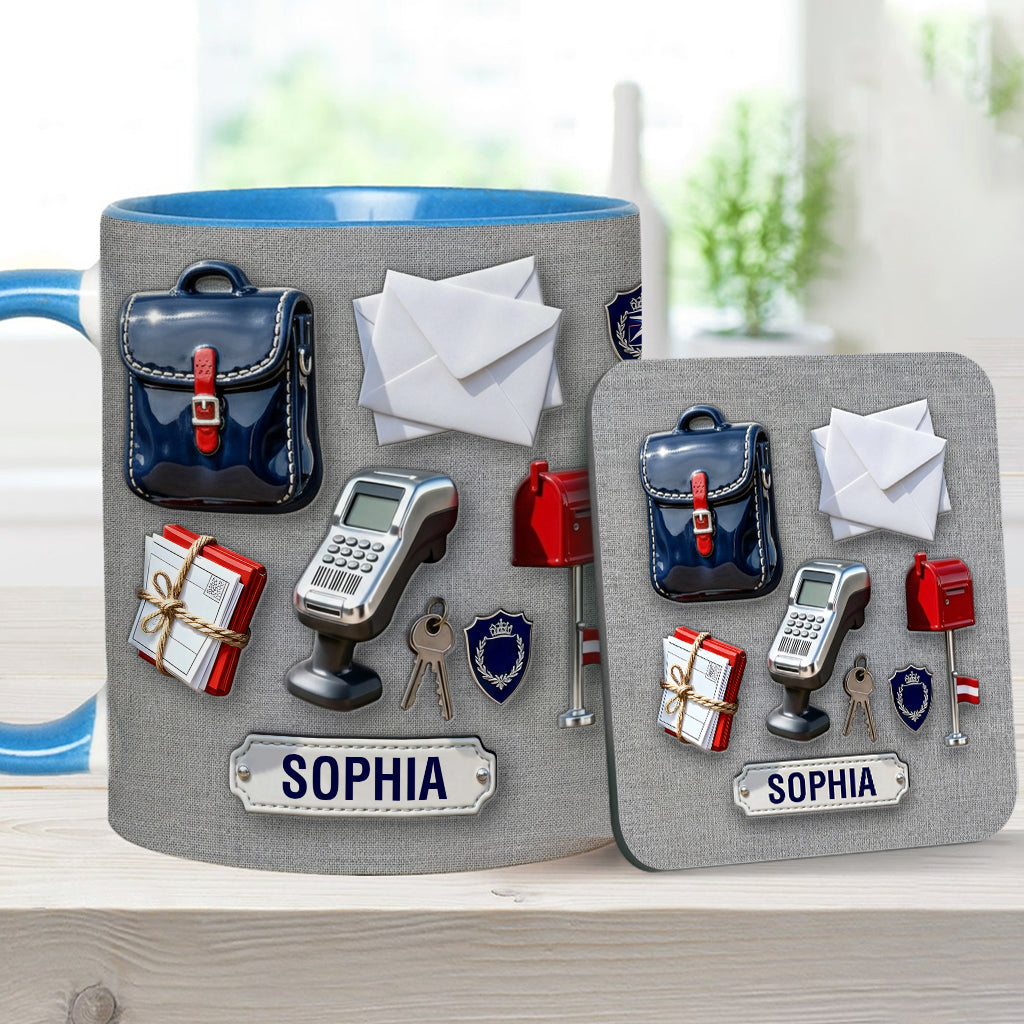 World Okayest Postal Worker - Personalized Postal Worker Accent Mug & Coaster