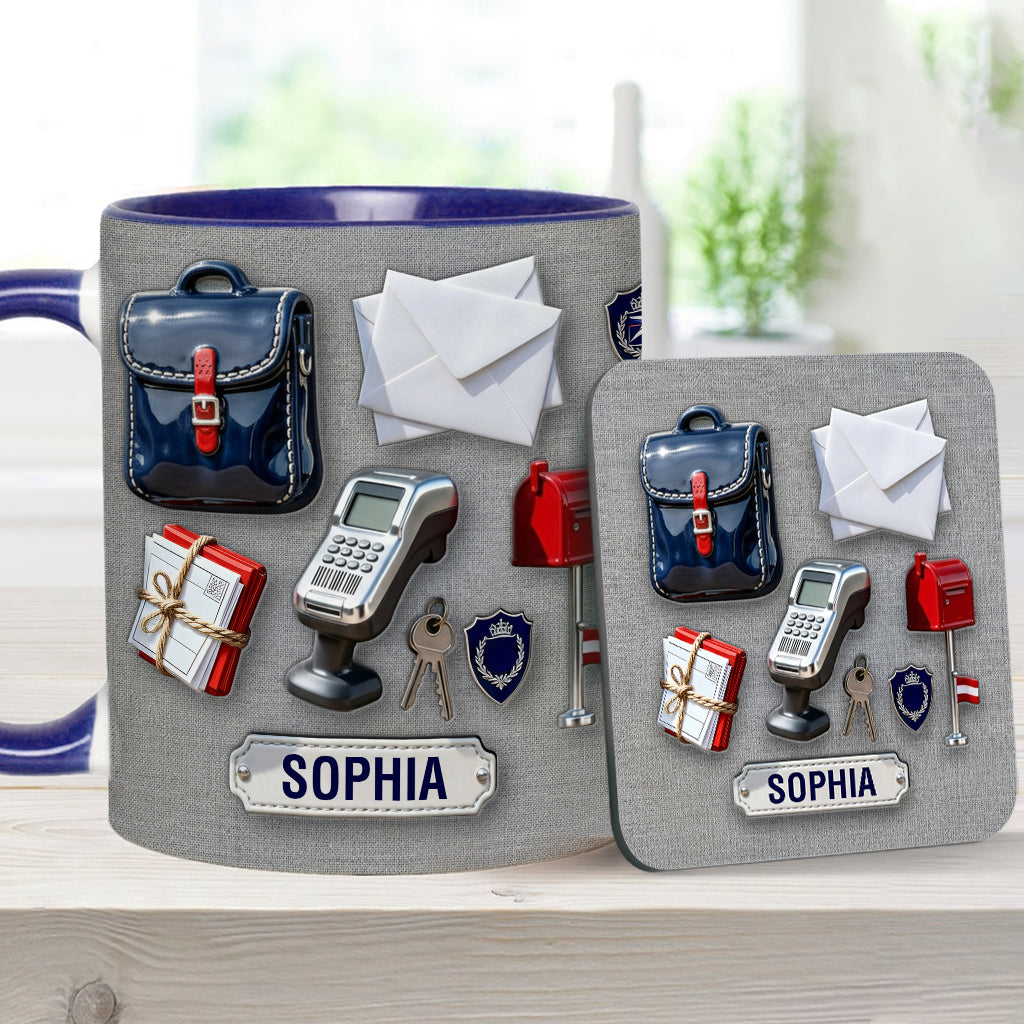 World Okayest Postal Worker - Personalized Postal Worker Accent Mug & Coaster