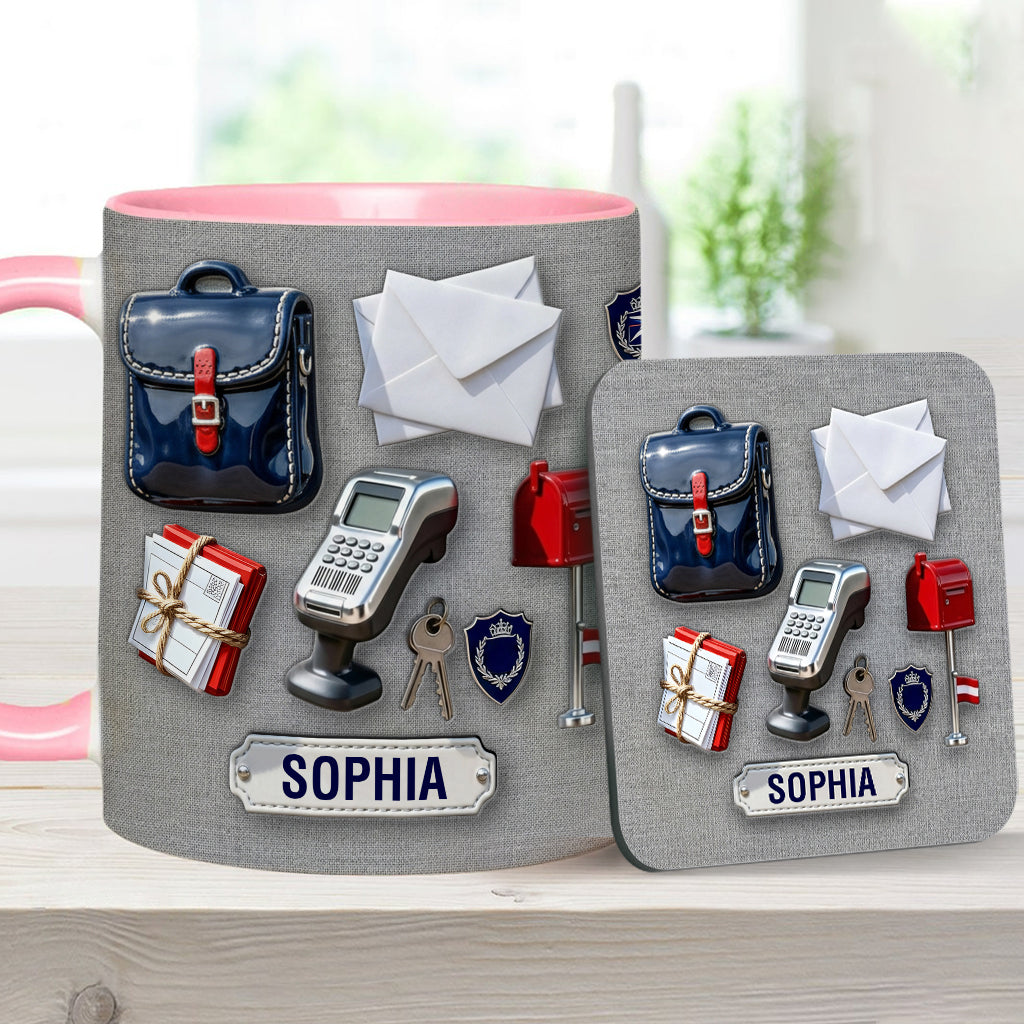 World Okayest Postal Worker - Personalized Postal Worker Accent Mug & Coaster