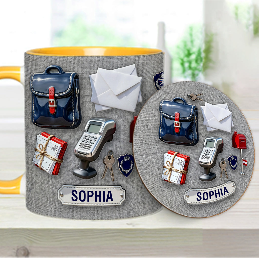 World Okayest Postal Worker - Personalized Postal Worker Accent Mug & Coaster