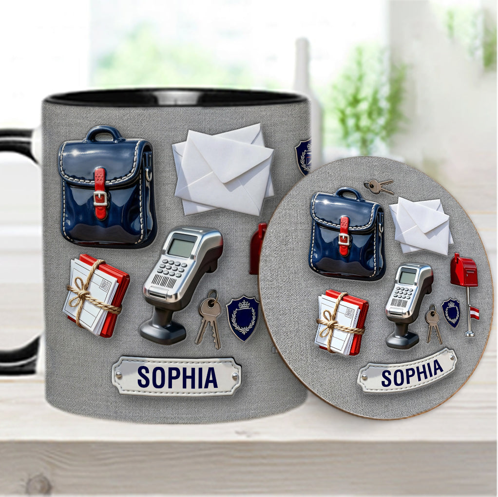 World Okayest Postal Worker - Personalized Postal Worker Accent Mug & Coaster