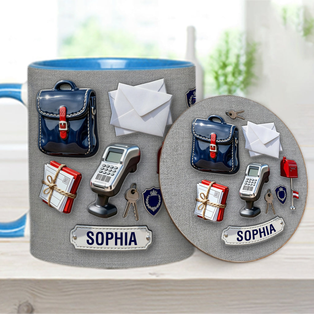 World Okayest Postal Worker - Personalized Postal Worker Accent Mug & Coaster