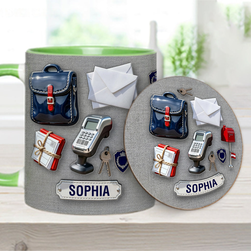 World Okayest Postal Worker - Personalized Postal Worker Accent Mug & Coaster