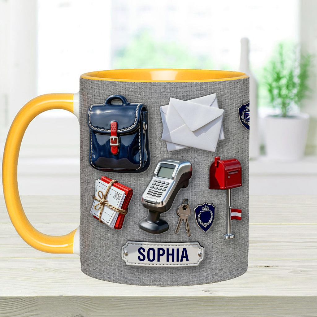 World Okayest Postal Worker - Personalized Postal Worker Accent Mug & Coaster