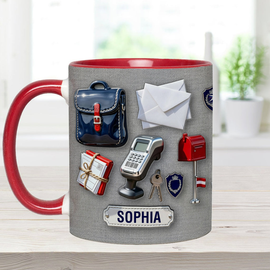 World Okayest Postal Worker - Personalized Postal Worker Accent Mug & Coaster